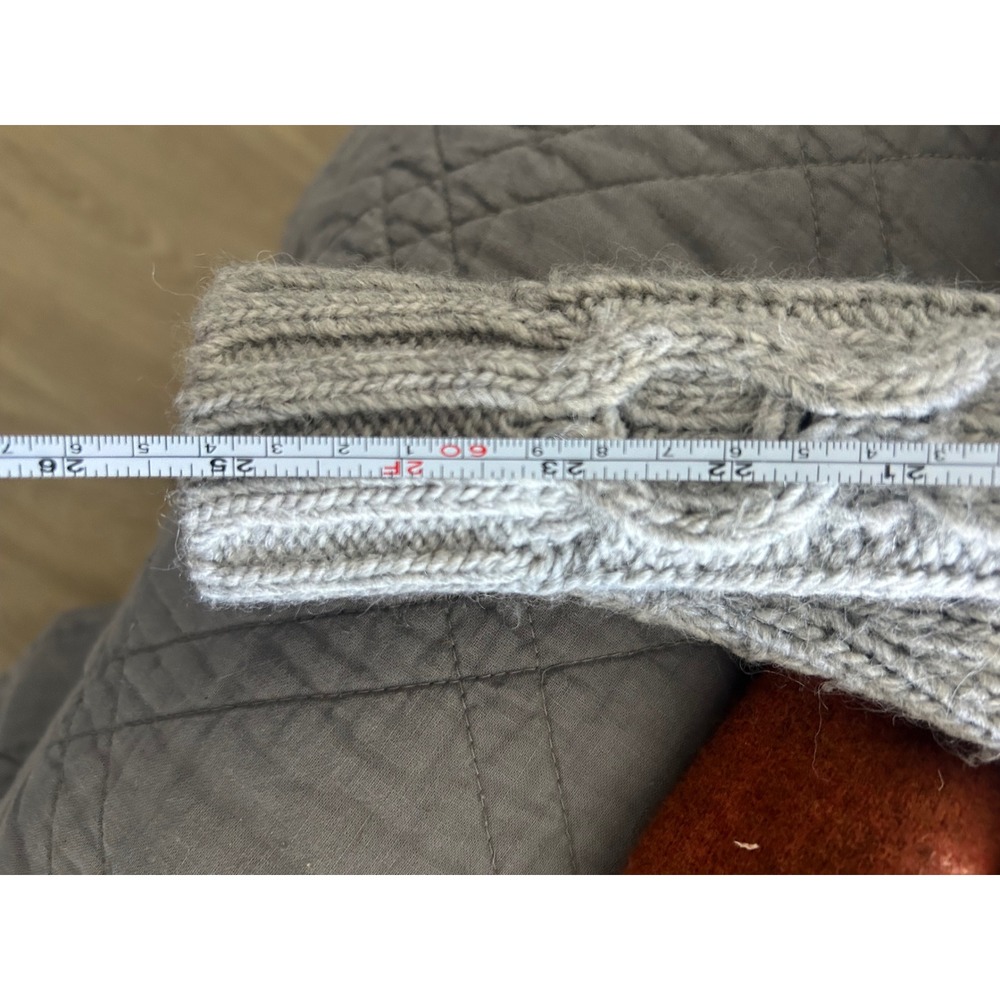 Banana Republic Cable Knit Sweater L Gray Italian‎ Yarn Crew Neck Old Money - Picture 11 of 11